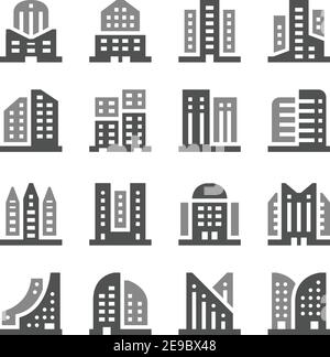 insieme di icone di costruzione e architettura, vettore e illustrazione Illustrazione Vettoriale