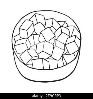 Tofu di mapo di doodle disegnato a mano. Piatto di cucina cinese. Progettare un elemento di schizzo per menu cafè, ristorante, etichetta e imballaggio. Illustrazione vettoriale Illustrazione Vettoriale