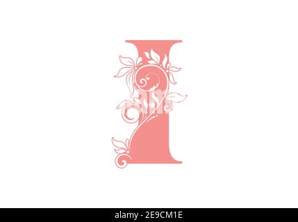 Lettere monogramma I. alfabeto floreale . Le iniziali del monogramma perfettamente per gli inviti di nozze, il biglietto di auguri, il logo, il manifesto e altro disegno. Illustrazione Vettoriale