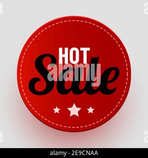 Etichetta realistica. Hot Deal e vendita offrire banner di testo design oggetti. Etichetta rossa vettoriale. Illustrazione Vettoriale