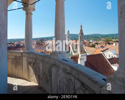 Vista dalla Torre Firewatch sulla città. Sopron in Transdanubia, nella parte occidentale dell'Ungheria, vicino al confine con l'Austria. Europa, Europa orientale, Ungheria Foto Stock