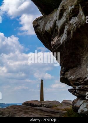 Monumento di Nelson a Birchen Edge vicino a Baslow nel Peak District National Park Derbyshire Dales Inghilterra Regno Unito Foto Stock