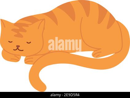 illustrazione vettoriale di cartone animato animale domestico a righe dormiente Illustrazione Vettoriale