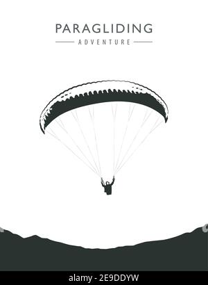 avventura parapendio profilo parapendio isolato su sfondo bianco illustrazione vettoriale EPS10 Illustrazione Vettoriale