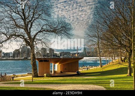 Skyttehuset scena aperta a Vejle dal fiordo, Danimarca Foto Stock