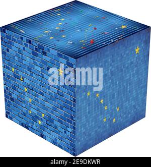 Alaska Cube - Illustrazione, astratto grunge mosaico bandiera di Alaska Illustrazione Vettoriale
