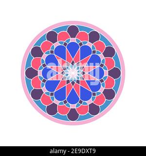 Ornamento rotondo colorato. Può essere usato per decorare gli inviti di nozze, le schede di saluto, disegno per i vestiti. Illustrazione Vettoriale