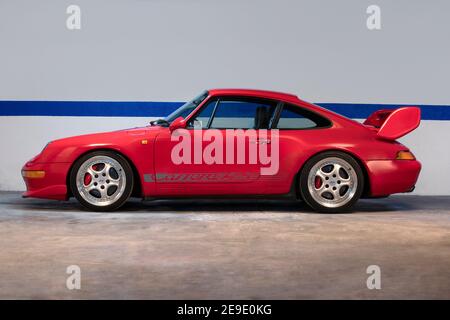1995 Porsche 911 Carrera RS 3.8 litri, vettura sportiva con doppio turbo Foto Stock