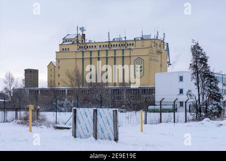 Magdeburgo, Germania. 30 gennaio 2021. Il 'salo Hansa' del Magdeburger Getreidegesellschaft mbH si trova nel porto industriale Rothensee. Credit: Stefano Nosini/dpa-Zentralbild/ZB/dpa/Alamy Live News Foto Stock