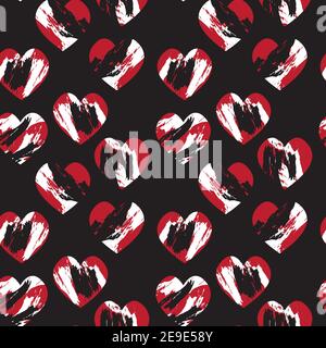 Pennello a forma di cuore tratto motivo senza cuciture sfondo per tessuti moda, grafica Illustrazione Vettoriale