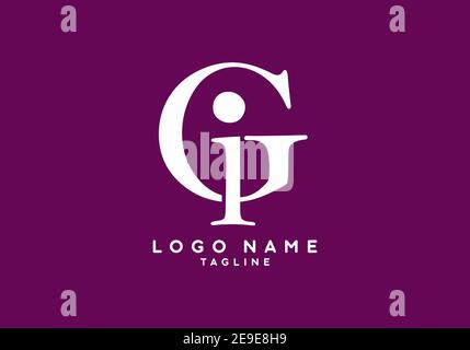 Design del logo iniziale della lettera GI viola bianco Illustrazione Vettoriale