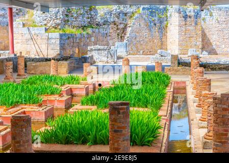 La casa delle fontane nel sito di Conimbriga Rovine romane in Portogallo Foto Stock
