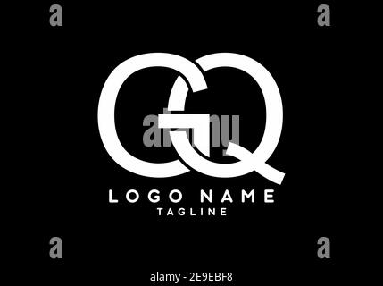 Logo bianco nero GQ con lettera iniziale Illustrazione Vettoriale