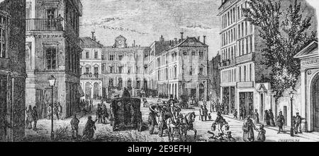 eimbarcadere du chemin de fer du havre, tableau de paris par edmond texier, editeur paulin et le chavalier 1853 Foto Stock