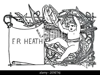 bookplate design for F R Heath di Sidney Heath, nel 1893 volume 1 dello Studio An Illustrated Magazine of fine and Applied Art Foto Stock