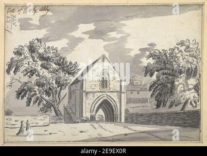 Porta dell'abbazia di Eastby. Informazioni visive: Titolo: Porta dell'abbazia di Eastby. 45.42.f. Data di pubblicazione: [Circa 1780] tipo di articolo: 1 disegno mezzo: Penna e inchiostro nero con lavaggio monocromatico dimensioni: Foglio 12.9 x 18.5 cm ex proprietario: George III, Re di Gran Bretagna, 1738-1820 Foto Stock