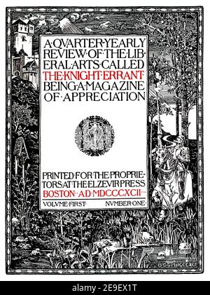 1892 pagina del titolo del cavaliere errante: Essere una rivista di apprezzamento, primo volume, numero uno, da 1893 Volume 1, lo Studio un Magazi illustrato Foto Stock