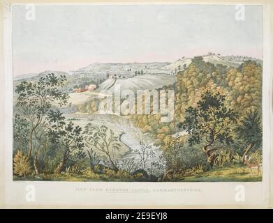 VISTA DAL CASTELLO DI DYNEVOR, CARMARTHENSHIRE. Autore Bretherton, James 46.35.e. Luogo di pubblicazione: [Gran Bretagna] Editore: [Editore non identificato] Data di pubblicazione: [Prima del 1799] tipo di articolo: 1 stampa mezzo: Incisione con colorazione a mano dimensioni: Foglio 44.1 x 57.9 cm ex proprietario: George III, Re di Gran Bretagna, 1738-1820 Foto Stock