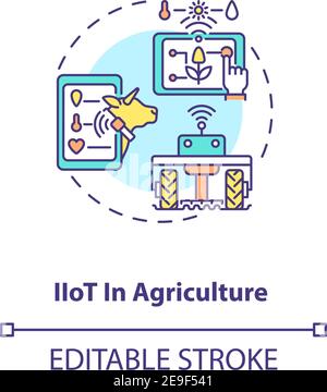 Icona del concetto di IIoT in agricoltura Illustrazione Vettoriale