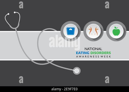 Illustrazione vettoriale della settimana nazionale di consapevolezza dei disturbi alimentari osservata durante Ultima settimana di febbraio Illustrazione Vettoriale