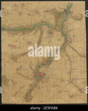 Carta dell'Hainaut francese . Informazioni sulla mappa: Titolo: [Mappa dell'Hainaut francese]. 62.2.c. Data di pubblicazione: [Tra il 1700 e il 1720] tipo di articolo: 1 mappa mezzo: Inchiostro, lavaggio e bodycolor dimensioni: 65 x 52.6 cm ex proprietario: George III, Re di Gran Bretagna, 1738-1820 Foto Stock