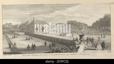 VeuÃàe du Chateau de Seaux du coÃÇteÃÅ de la Grande avenuÃàe pry a la prima griglia. Autore Rigaud, Jacques 66.17.c.1 luogo di pubblicazione: [Paris] Editore: Se Vend aÃÄ Paris Chez l'Auteur ruÃàe St. Jacques vis a vis le Colege du Plessis. Avec Privilege du Roy., Data di pubblicazione: [1736] tipo di articolo: 1 stampa mezzo: Incisione e incisione dimensioni: Foglio 23.1 x 44.6 cm [tagliato all'interno del platemark]. Ex proprietario: George III, re di Gran Bretagna, 1738-1820 Foto Stock