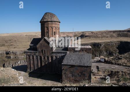 Rovine della chiesa armena medievale di San Gregorio. ANI, Turchia, vicino a Kars sulla steppa turca orientale. Foto Stock