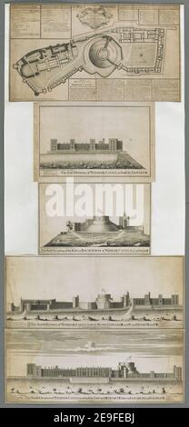 Il piano del Castello di Windsor. Author Langley, Batty 7.40.l.11 TAB. Luogo di pubblicazione: [London] Editore: [Editore non identificato] pubblicato in virtù di 8 Geo II, Data di pubblicazione: [1743.] Tipo di articolo: 1 mappa e 4 viste su 1 foglio dimensioni: Piastre 41 x 71 cm e 30 x 73 o più piccolo ex proprietario: George III, Re di Gran Bretagna, 1738-1820 Foto Stock