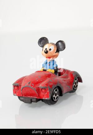 MOUSE TOPOLINO in auto in metallo pressofuso vintage modello giocattolo Foto Stock