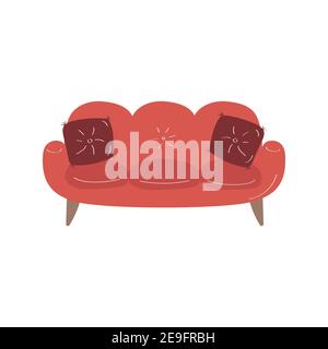 Icona del doodle del lettino. Carino segno del divano. Immagine piatta colorata vettoriale Illustrazione Vettoriale