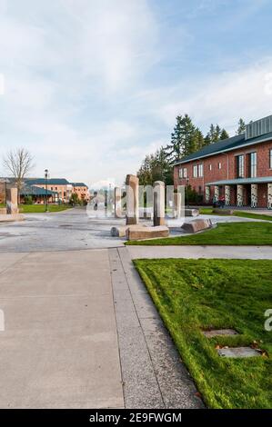 Scene intorno al Quad nel campus della WSU (Washington state University) a Vancouver, Washington. Foto Stock