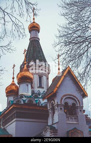 La Chiesa russa 'Sveti Nikolay Mirlikiiski' a Sofia, Bulgaria Foto Stock