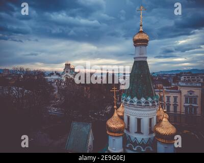 La Chiesa russa 'Sveti Nikolay Mirlikiiski' a Sofia, Bulgaria Foto Stock