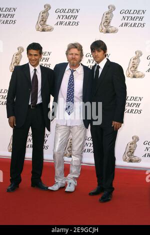 Gli attori francesi Boris Terral, Xavier Delluc e Jean-Pascal Lacoste della sezione de recherche partecipano alla cerimonia di chiusura del 46° Festival televisivo Monte Carlo a Monaco il 1° luglio 2006. Foto di Denis Guignebourg/ABACAPRESS.COM Foto Stock