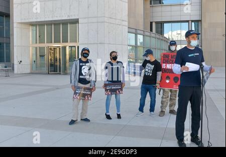 Las Vegas, Nevada, Stati Uniti. 04Feb 2021. Protesta per la richiesta di 2,000 dollari mensili di controlli di stimolo presso il tribunale di Lloyd D George a Las Vegas, Nevada, il 04 febbraio 2021. Credit: Dee CEE carter/Media Punch/Alamy Live News Foto Stock