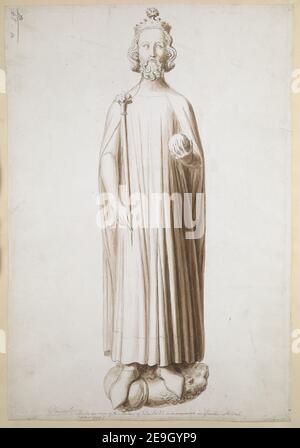 Uccelli vista a occhio della statua di Edoardo II nel suo monumento nella cattedrale di Gloucester. Autore carter, Giovanni 13.68.n. Data di pubblicazione: Presa 1797. Tipo di articolo: 1 disegno mezzo: Penna e inchiostro nero con matita monocromo a lavaggio dimensioni: Foglio 43.7 x 30 cm ex proprietario: George III, Re di Gran Bretagna, 1738-1820 Foto Stock