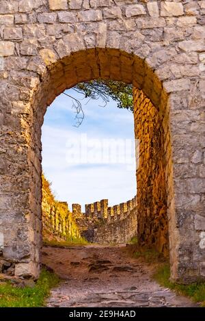 Cortile del castello di Leiria, Portogallo Foto Stock