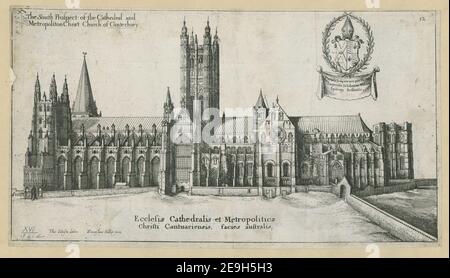 Il Prospetto Sud della Cattedrale e la Chiesa Metropolitana di Cristo di Canterbury. Autore Hollar, Wenceslaus 16.36.d. Luogo di pubblicazione: [London] Editore: [J. Overton] Data di pubblicazione: [1672] tipo di articolo: 1 stampa mezzo: Incisione dimensioni: Foglio 18.9 x 34.5 cm [rifilato all'interno del platemark] ex proprietario: George III, Re di Gran Bretagna, 1738-1820 Foto Stock