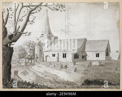 S.E. Frindsbury Chiesa. Informazione materiale visivo: Titolo: S.E. Frindsbury Chiesa. 18.25.3.b. Data di pubblicazione: [1788] tipo di articolo: 1 disegno mezzo: Penna e inchiostro nero con lavaggio monocromatico dimensioni: Foglio 12 x 16.6 cm ex proprietario: George III, Re di Gran Bretagna, 1738-1820 Foto Stock