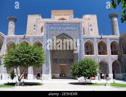 Dettaglio da Ulugbek Medressa - Regione - Samarcanda - Uzbekistan Foto Stock