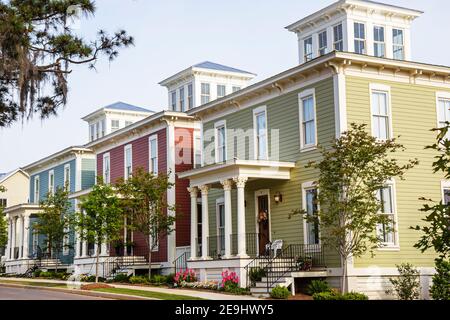 Alabama Montgomeery Pike Road le acque hanno progettato case di comunità, tradizionale americana architettura portico ingresso anteriore esterno i Butlers, Foto Stock