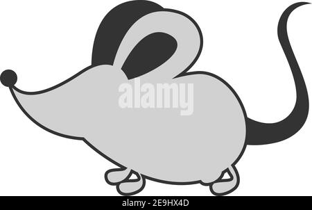 Mouse grigio, illustrazione vettore su sfondo bianco. Illustrazione Vettoriale