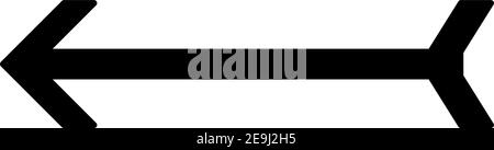Freccia nera minima che punta a sinistra, illustrazione, vettore su sfondo bianco. Illustrazione Vettoriale
