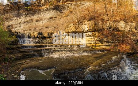 Rockway Falls Conservation Area sedici miglia Creek Lincoln Ontario Canada In inverno Foto Stock