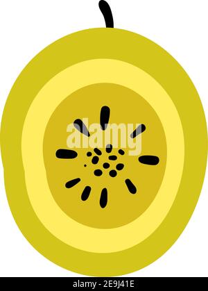 Melone giallo a metà, illustrazione, vettore su sfondo bianco. Illustrazione Vettoriale