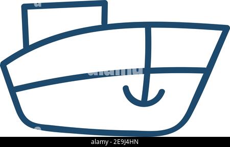 Imbarcazione blu minima, illustrazione, vettore su sfondo bianco. Illustrazione Vettoriale