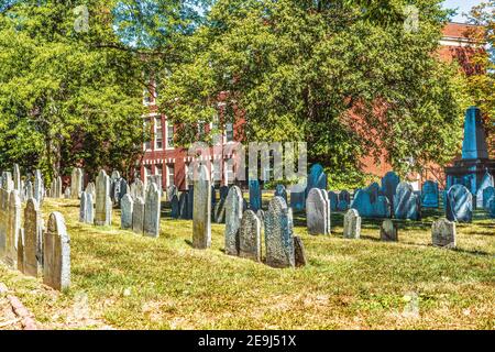 Il secondo cimitero più antico di Boston, Massachusetts, è stato sepolto a Copp's Hill. Foto Stock