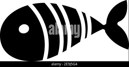 Pesce nero con cinque linee bianche, illustrazione, vettore su sfondo bianco. Illustrazione Vettoriale