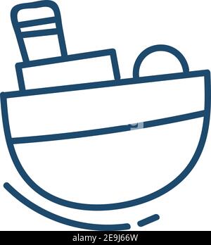 Nave blu minima, illustrazione, vettore su sfondo bianco. Illustrazione Vettoriale