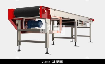 Nastro trasportatore vuoto isolato sullo sfondo. rendering 3d - illustrazione Foto Stock